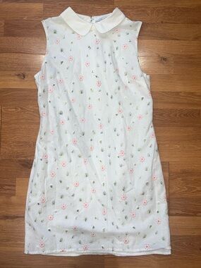 English Factory White Peter Pan Collar Floral Embroidered Dress